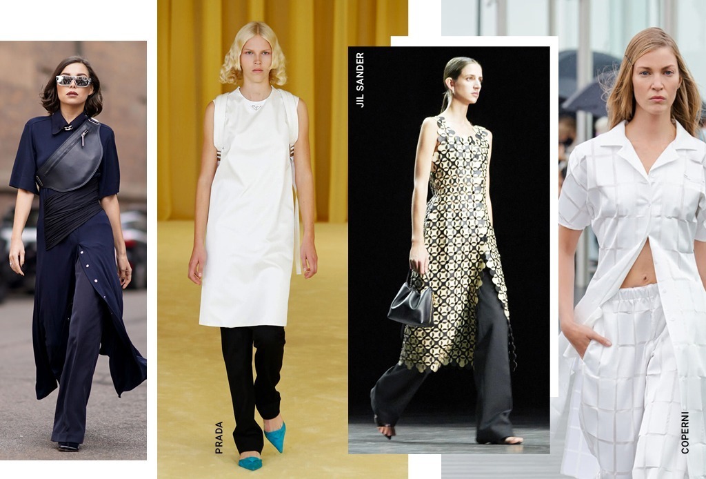 Платье + брюки – модное сочетание весны